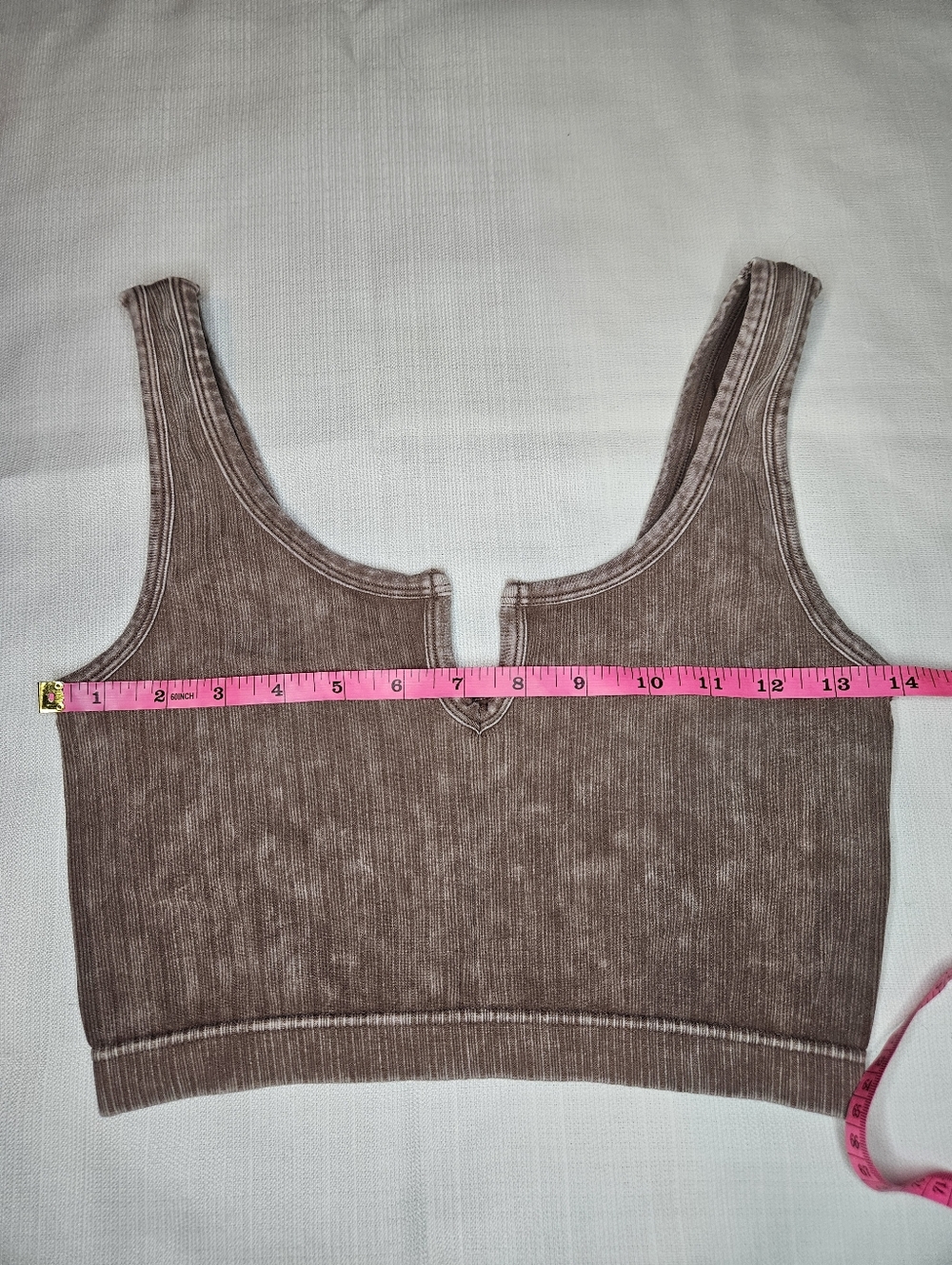 Zenana Outfitters Taupe Ribbed Bralette Notched Neck S/M 14" PTP - Picture 6 of 8